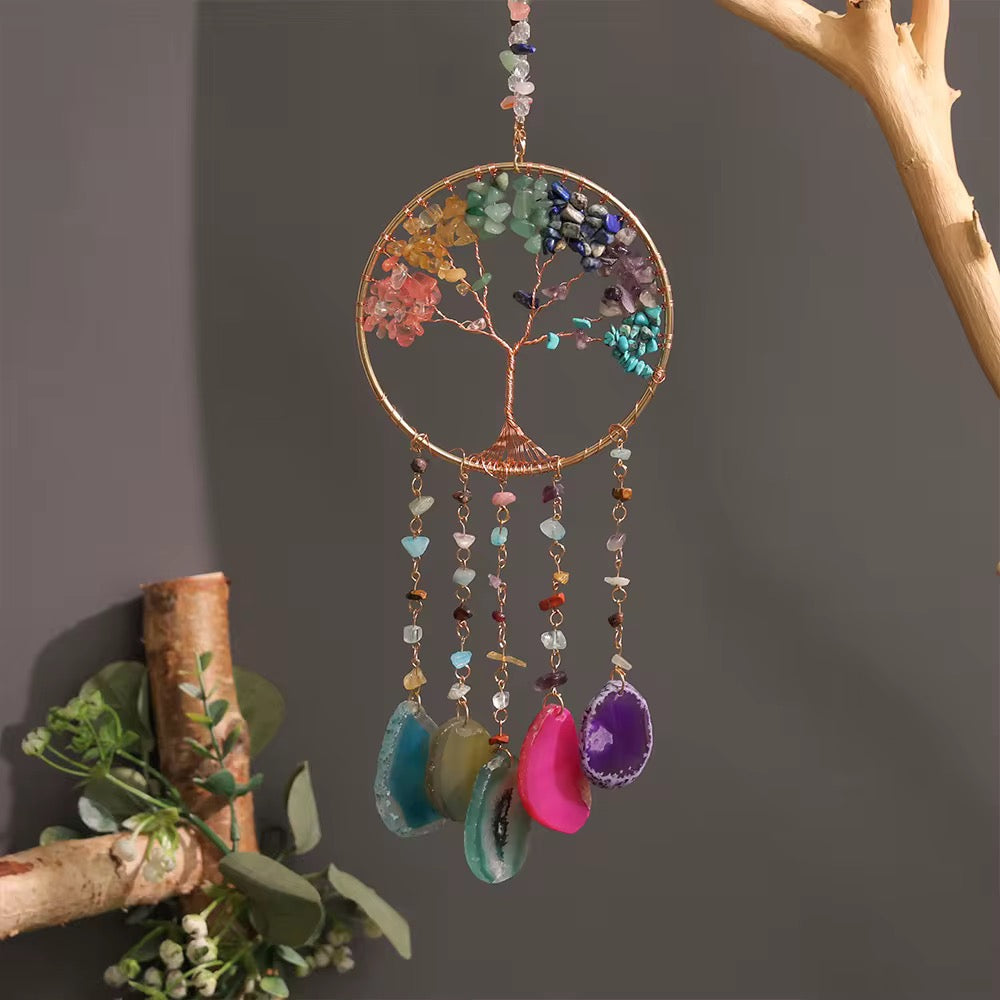 Crystal sphere life tree suncatcher