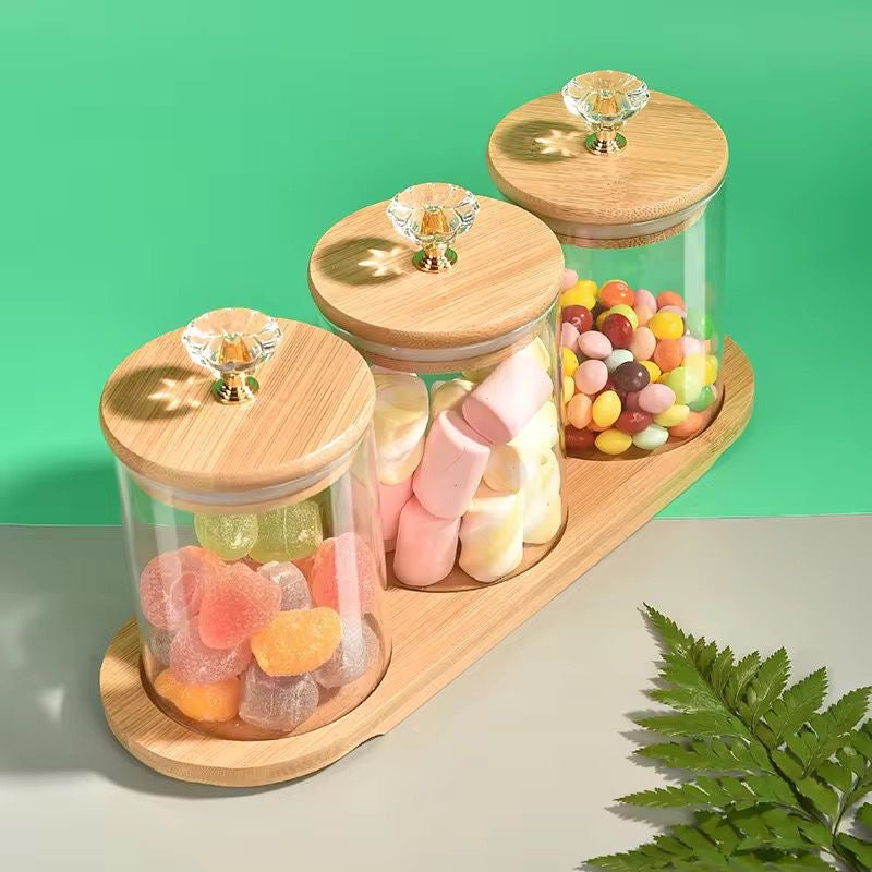 Glass Jar with Bamboo Lid+ Tray
