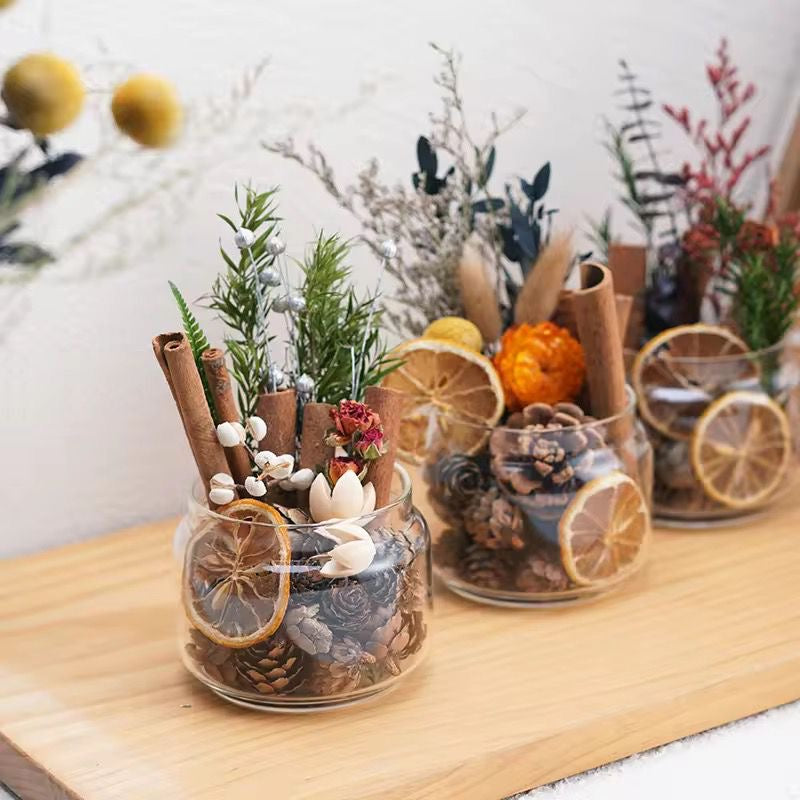 Dried flower in glass jar