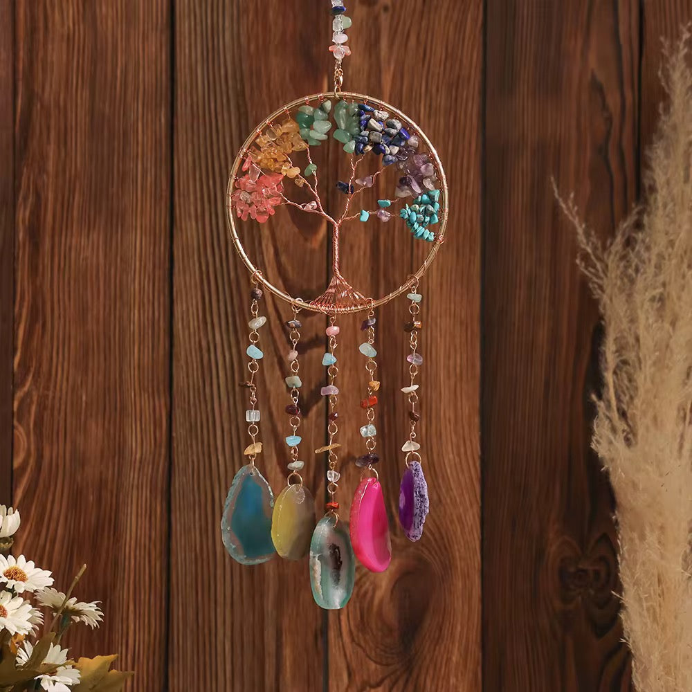 Crystal sphere life tree suncatcher