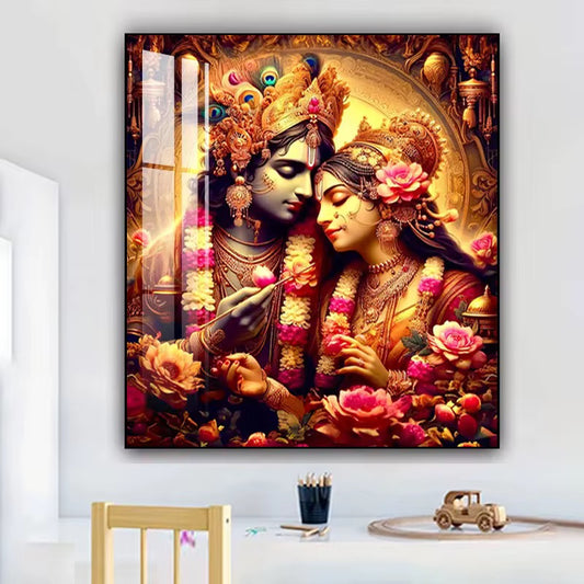 Radha krishna 3d LED crystal porcelain home decor frame