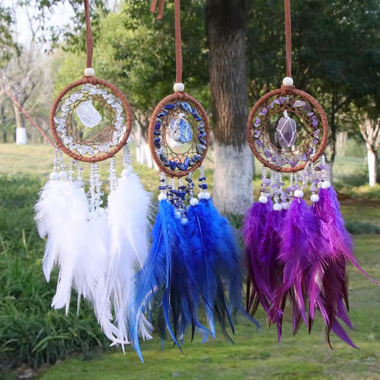 Feather hanging Natural crystal dream catcher