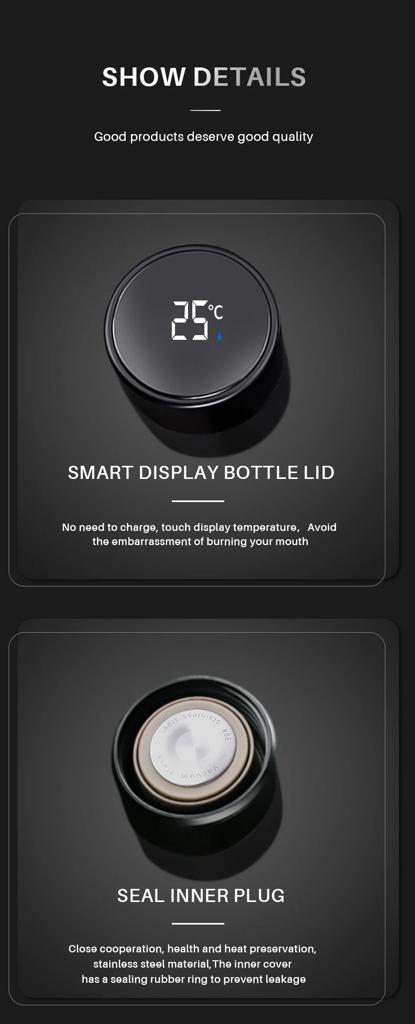 Water Bottle with Temperature LED Display Set