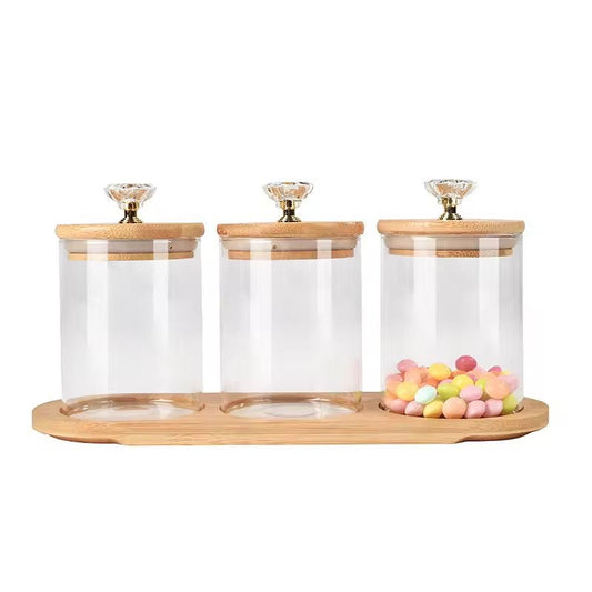 Glass Jar with Bamboo Lid+ Tray