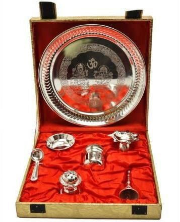 Pooja Thali German Silver Gift Set