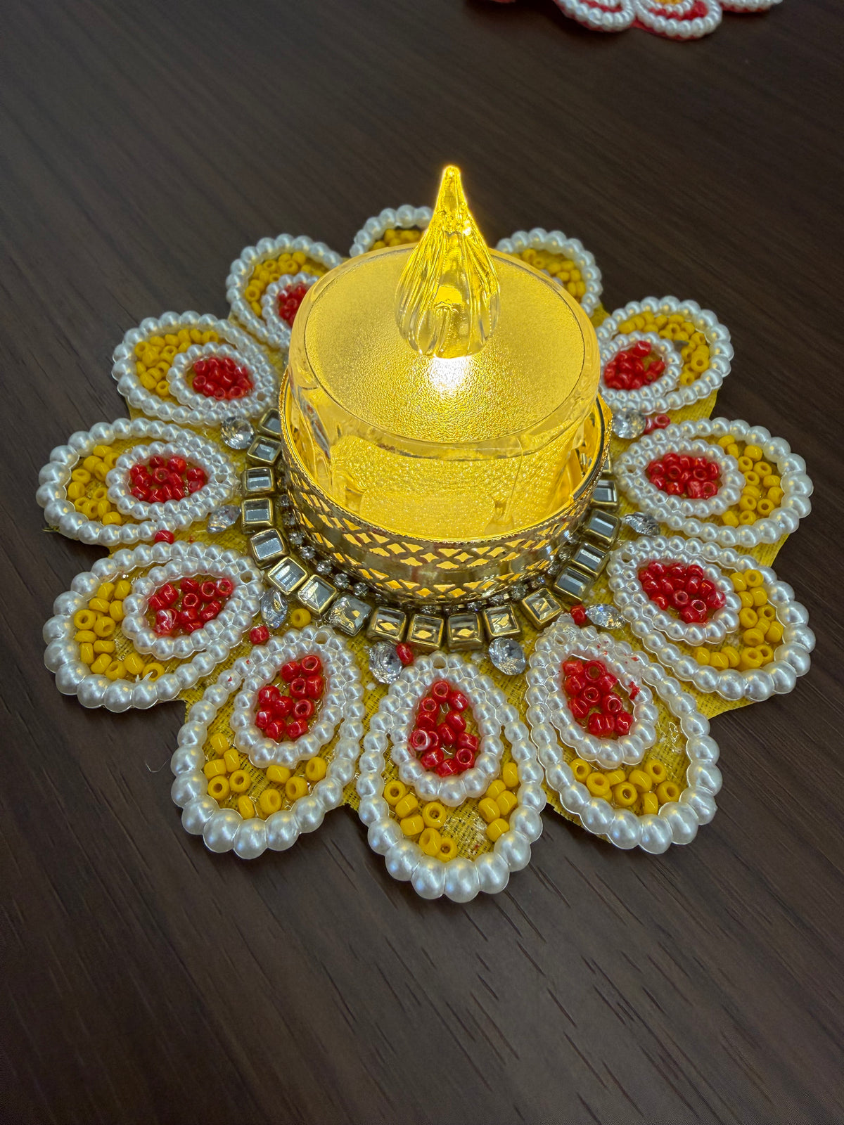 Tealight Diya | Decorated Bead