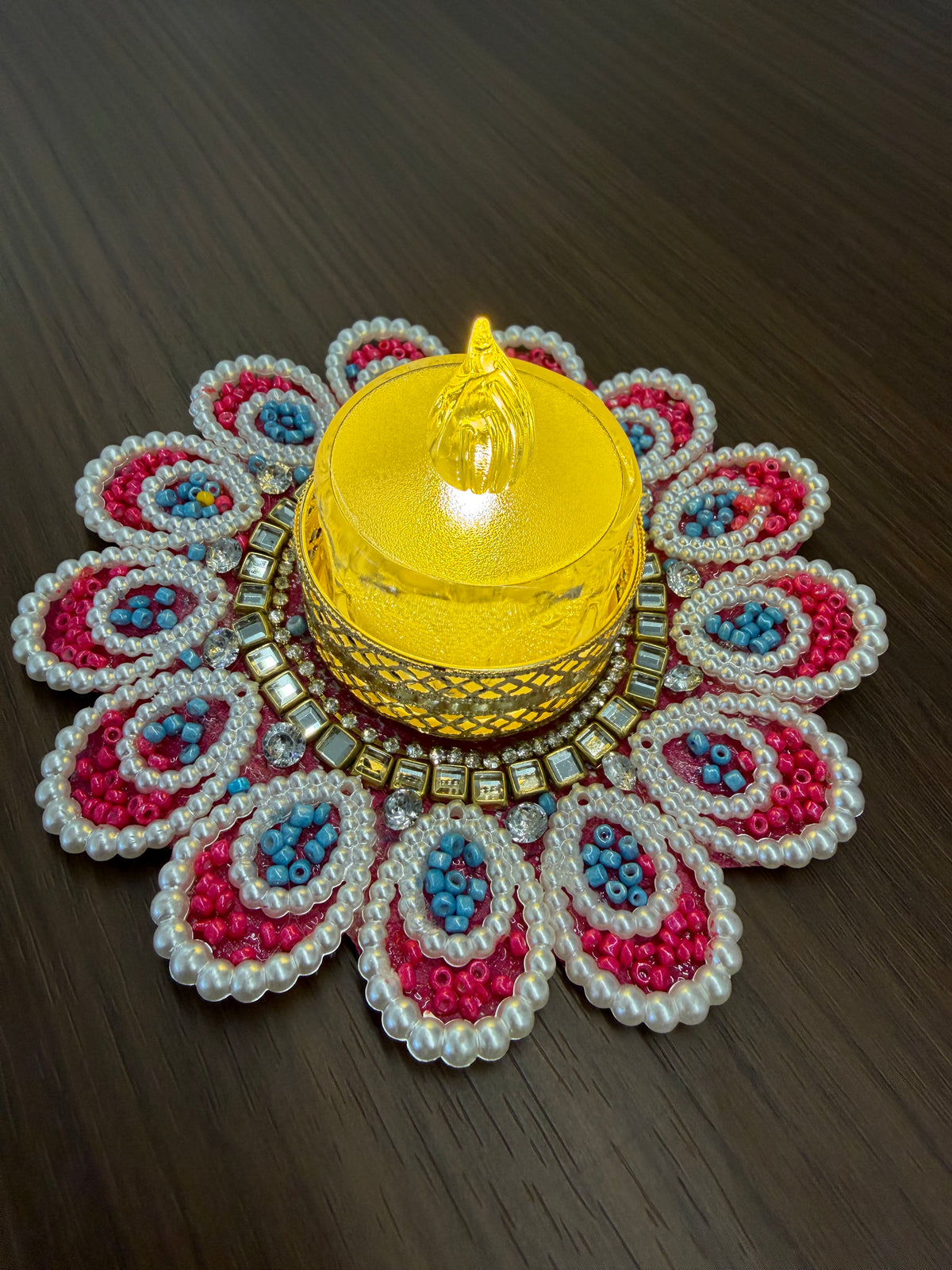 Tealight Diya | Decorated Bead