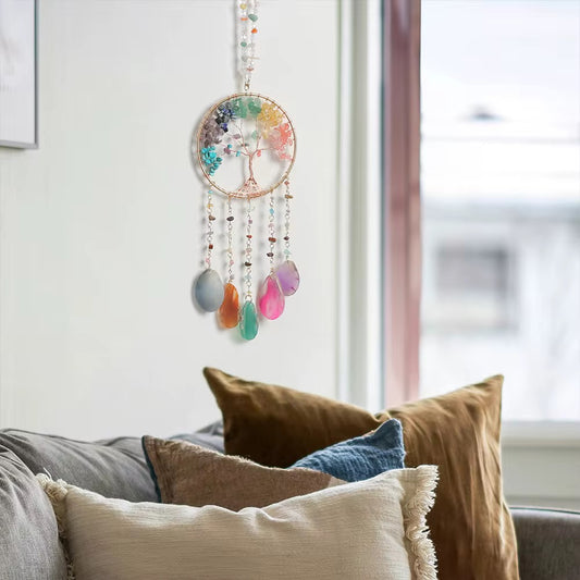 Crystal sphere life tree suncatcher