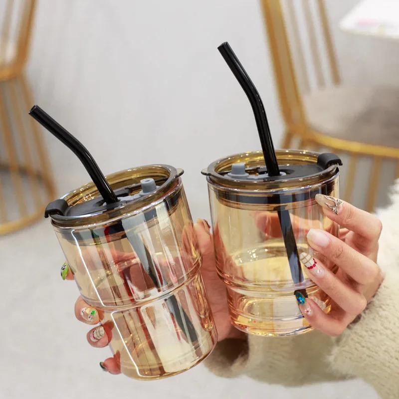 Glass Coffee Mug + Straw