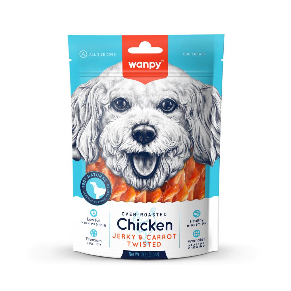 Wanpy Chicken Jerky & Carrot Twisted 100g