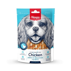 Wanpy Chicken Jerky & Rawhide Twists 100g