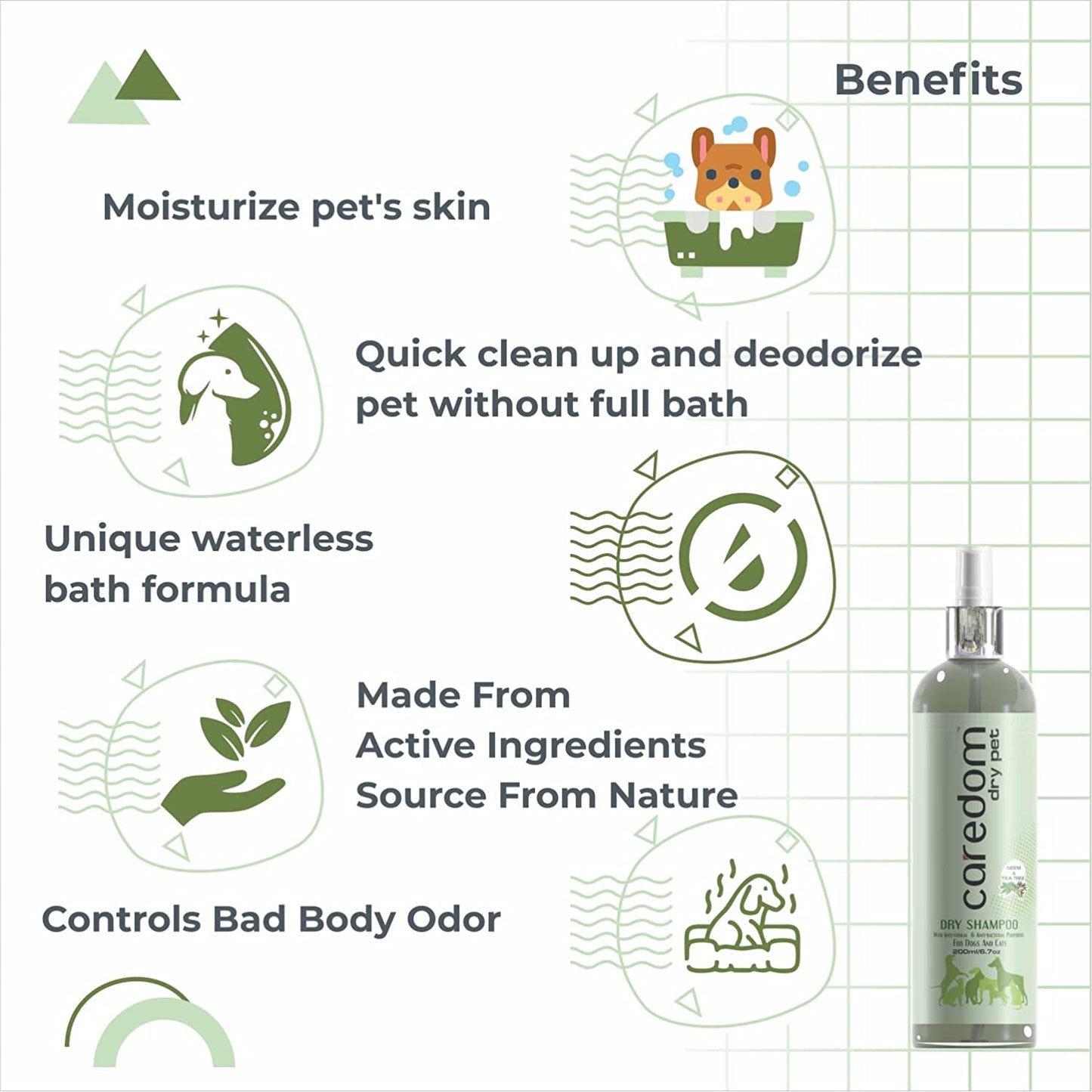 Caredom Dry Pet Dog & Cat Dry Neem & Tea Tree Shampoo 200ml