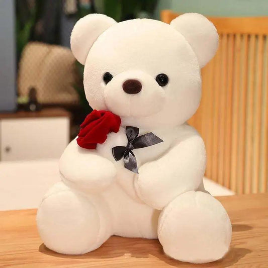 Teddy Bear-White-Rose